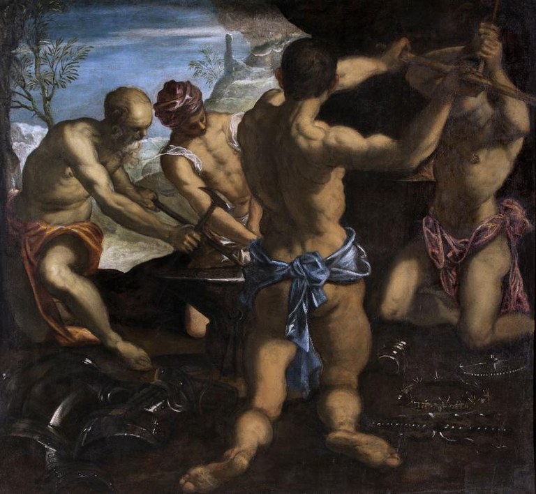 J. Tintoretto, Venezia, Palazzo Ducale, Anticollegio, La fucina di Vulcano