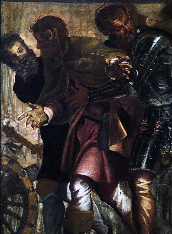 J. Tintoretto, Venezia, Chiesa di San Rocco, San Rocco catturato durante la battaglia di Montpellier, altro particolare