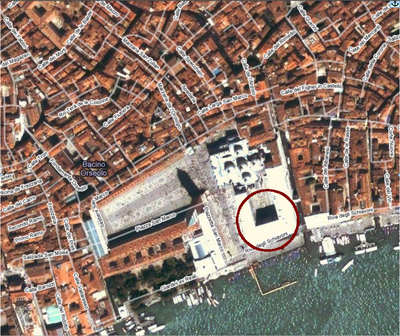foto aerea tratta da google mapps del Palazzo Ducale