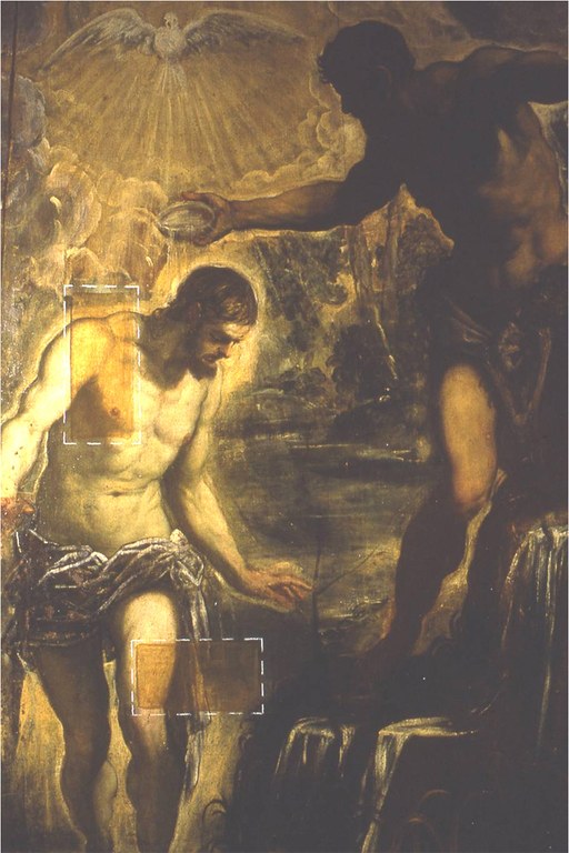 Battesimo di Cristo durante la pulitura