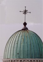 la cupola dopo il restauro mantiene il colore verde rame originario