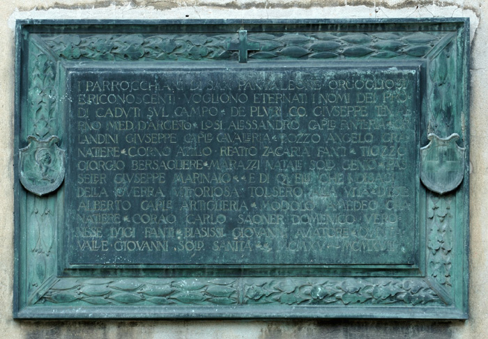 Chiesa di San Pantaleone Martire, lapide commemorativa